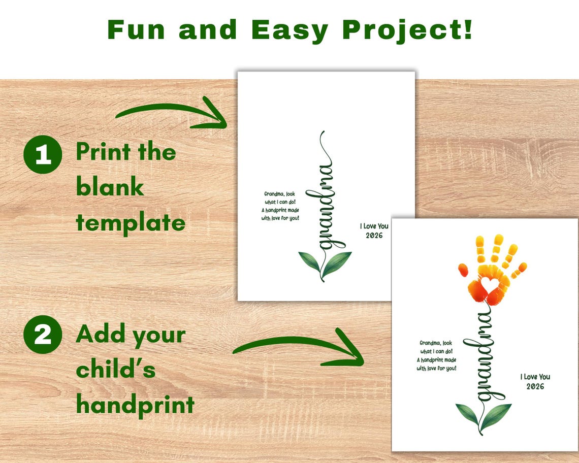 Grandma Handprint Craft, Poem Flower Gift for Birthday Mothers Day ...