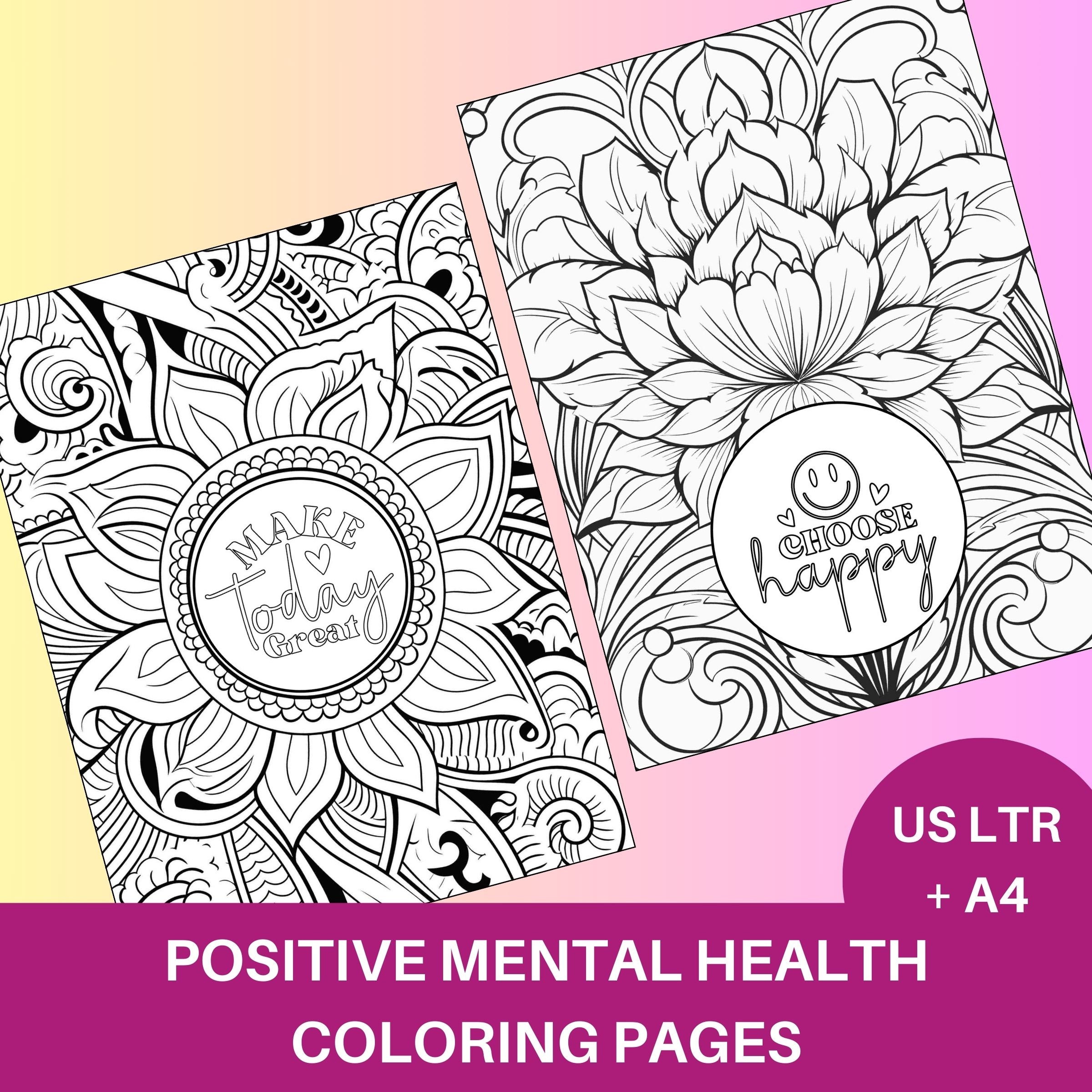 Positive Mental Health Coloring Pages Zen Design