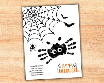 Halloween Handprint Art for Kids, October Spider Poem Toddler Craft Activity, Teacher Resource Daycare PreK Homeschool Preschool Printable