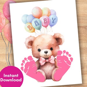 Baby&#39;s First Footprint Keepsake, New Baby Crafts Birthday, Baby&#39;s 1st Year Wall Art Activity, Daycare Handprint Craft, Newborn Infant Gift
