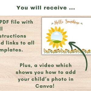 Summer Handprint Photo Art Keepsake, Editable Baby Toddler Hand Print Gift Idea, Sunflower Wall Art, Preschool Printable, Kids Activity image 5