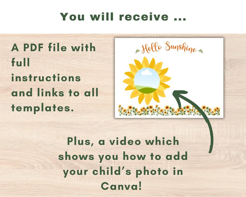 Summer Handprint Photo Art Keepsake, Editable Baby Toddler Hand Print Gift Idea, Sunflower Wall Art, Preschool Printable, Kids Activity image 5