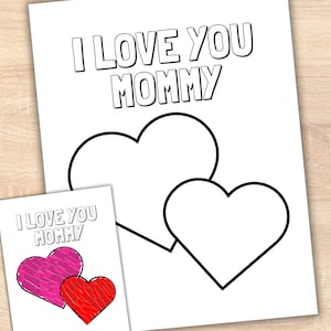 Attività per la festa della mamma per bambini, lavoretti con carta strappata I Love Mommy Art, regalo per la mamma, lavoretti per l'asilo nido, colorazione, stampabile per la scuola materna con taglio e incolla