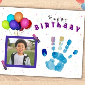 Alles Gute zum Geburtstag Handabdruck Handwerk Andenken Foto Memento, Handabdruck Kunst für Kinder, Geschenkidee, Kinder Kleinkind Kindergarten Kindergarten Aktivität