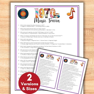 1970s trivia game quiz printable