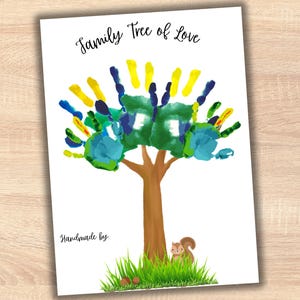 Family Tree Handprint Craft Keepsake for Kids, Grandparents Gift Idea ...
