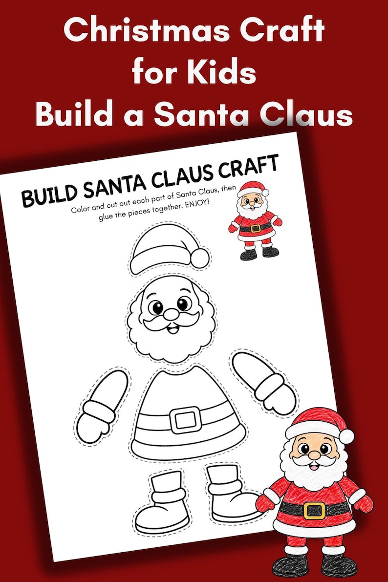 Printable Santa Craft for Kids, Build a Santa Claus Color Cut Paste ...