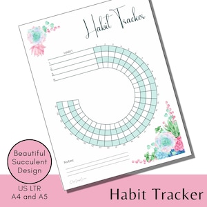 Maandelijkse gewoonte-tracker Afdrukbare cirkelgrafiek voor motivatie, eenvoudige afdrukbare ongedateerde maandelijkse routine-tracker, Instant Download in VS, A4, A5