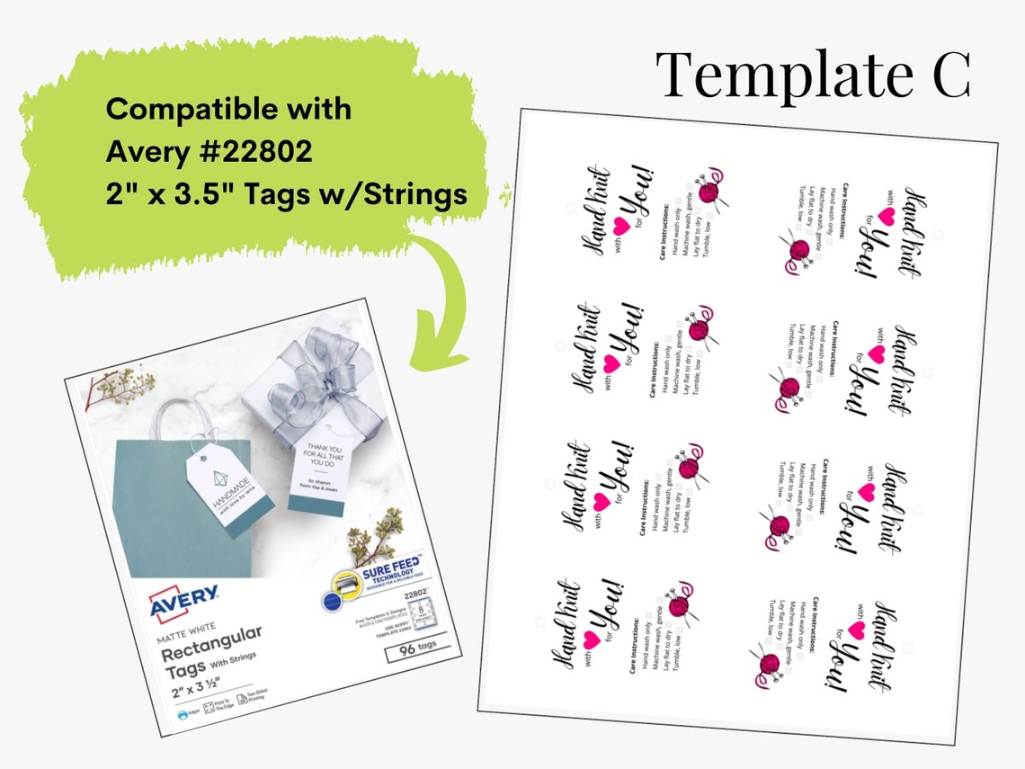 Handmade Tags for Knitting Hand Knit for You Instant Download Printable ...
