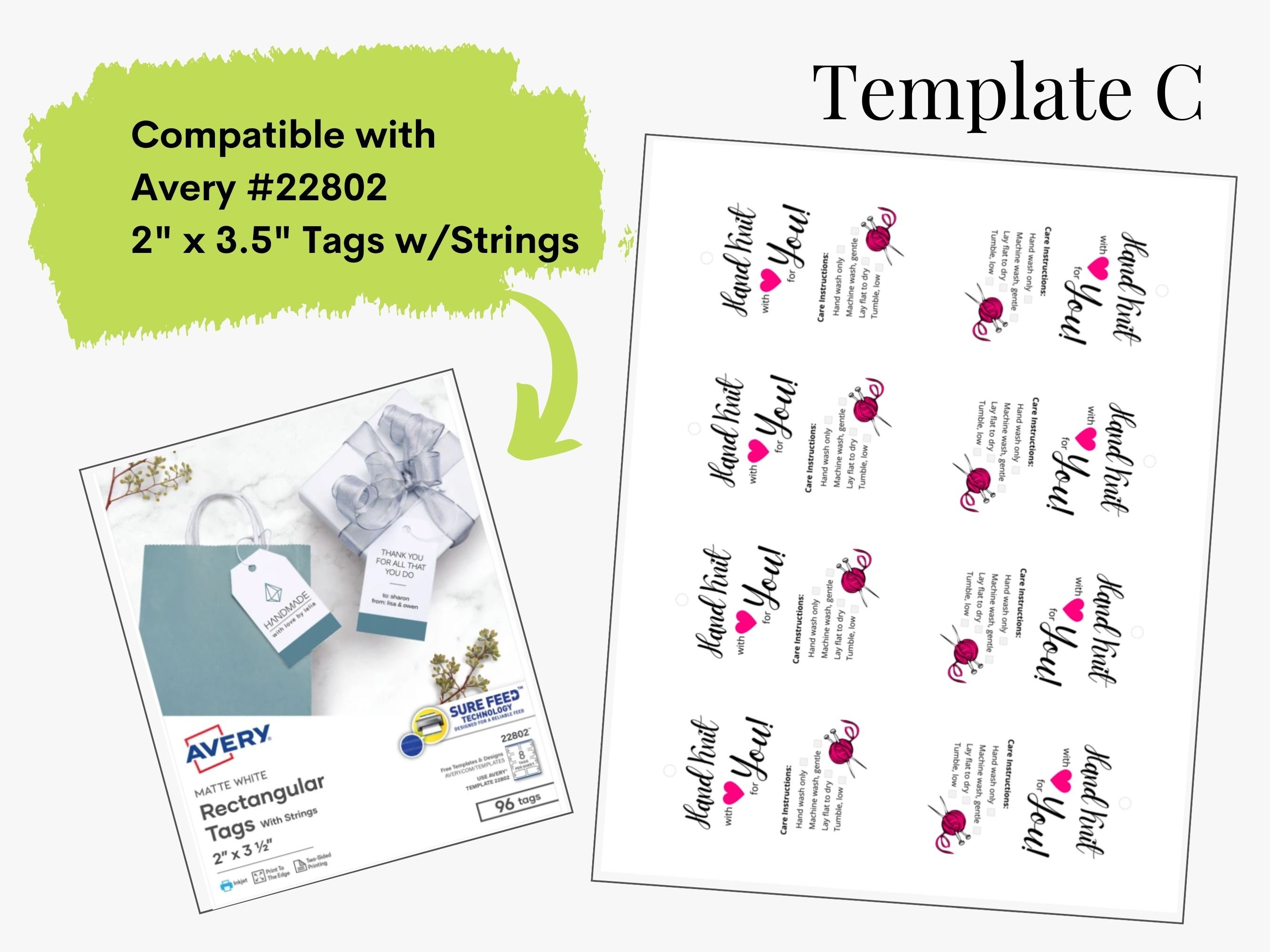Handmade Tags for Knitting Hand Knit for You Instant Download Printable ...