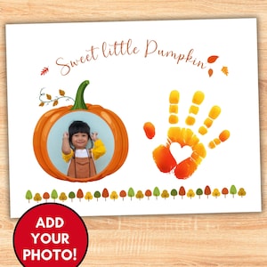 Thanksgiving handafdruk ambachtelijke foto aandenken, bewerkbare baby handafdruk herinneringen cadeaulijst, herfst herfst kunst aan de muur, kinderen voorschoolse kunstactiviteit
