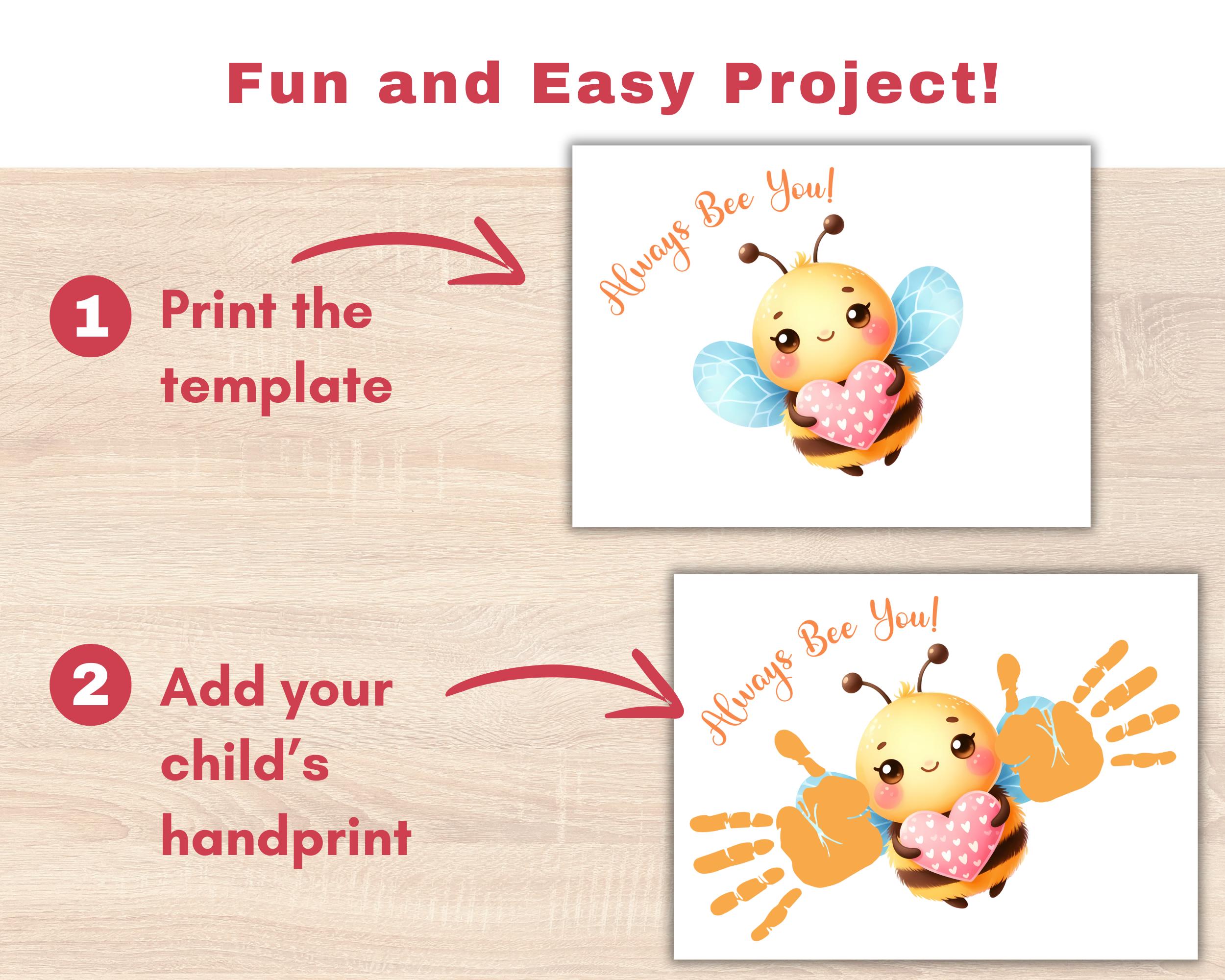 Spring Handprint Art Craft for Kids Keepsake, Cute BEE Hand Print Gift ...