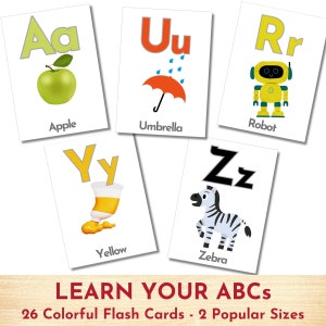ABC Alphabet Flash Cards, Printable Preschool Early Learning Toddler Resource Classroom Decor Kids Education, ABC Flashcards PreK Homeschool