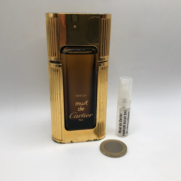 Campione di Must de Cartier PARFUM Extrait da 2 ml del 1981 (ottieni la bottiglia di plastica da 2 ml)