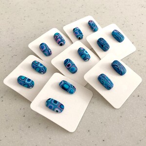 Retro Blue Polymer Clay and Silver Studs