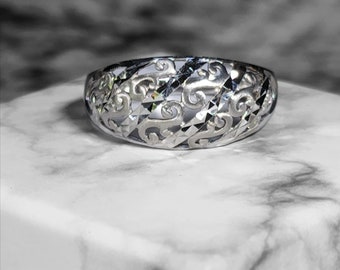 Anello in filigrana obliqua in oro bianco 10K misura 8