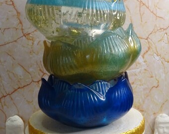 Photophore/Bougeoir Lotus Collection Bleu rêve.