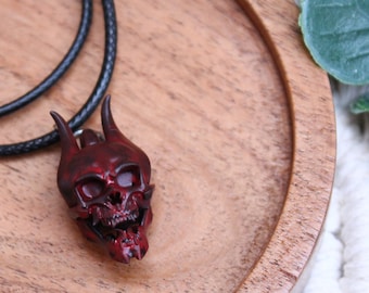Oni Skull Keyring/Charm/Necklace Handmade Handpainted Gift