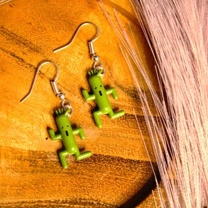 Mini Cactuar Earring Set - Handmade Handpainted Gift MMORPG FF14