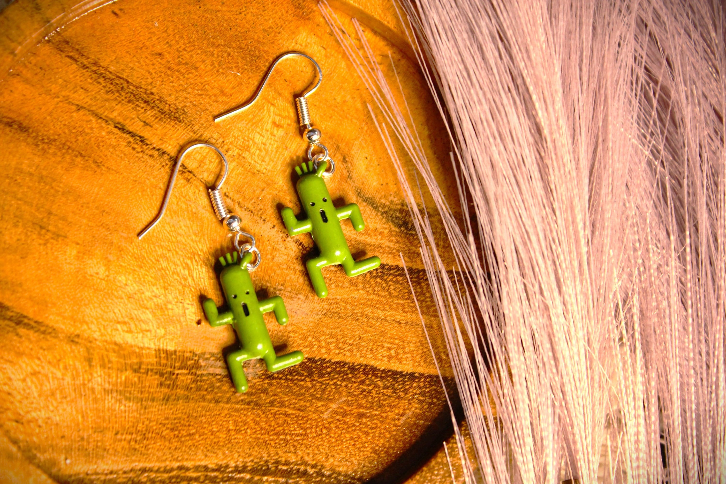 Mini Cactuar Earring Set - Handmade Handpainted Gift MMORPG FF14