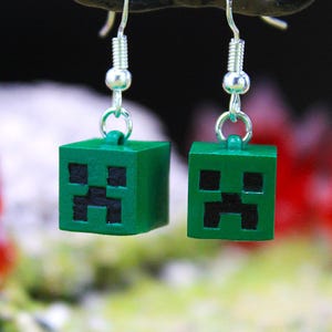 Creeper Earring Set - Handmade Handpainted Gift Anti Allergy Silver Plating