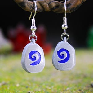 Hearth Stone Earring Set - Handmade Handpainted Gift MMORPG
