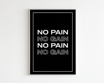 Poster Motivant « No Pain No Gain » – Décoration Murale Gym & Fitness, 96 X 144 Cm