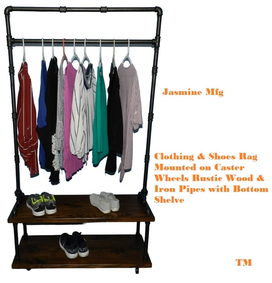 Clothing Rack Store Fixture Shoes Rack Rustic Wood & Iron Etsy