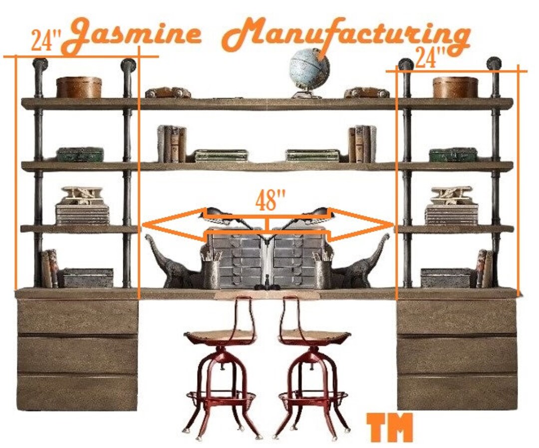 Computer Desktop/shelf 5 Solid Wood Planks, With 2 Bottom 3