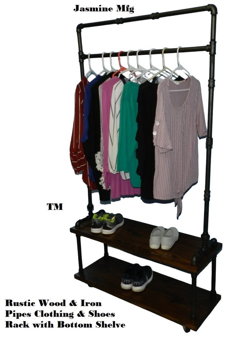 Clothing Rack Store Fixture Shoes Rack Rustic Wood & Iron Etsy