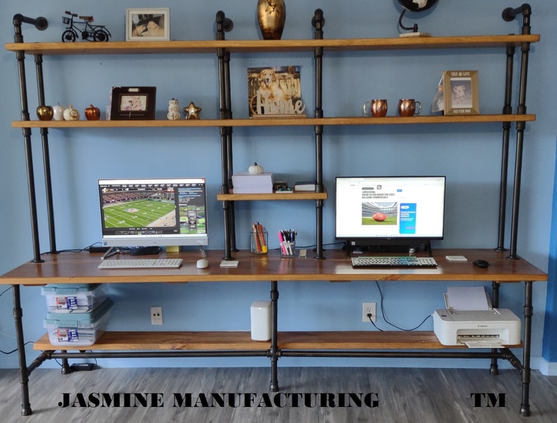 Computer Shelf/desktop 5 Solid Wood Planks Free Stand With - Etsy