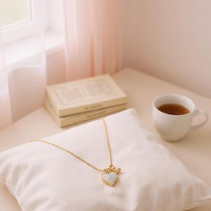Mother of Pearl Heart Necklace 925 Sterling Silver Gold Plated Dainty Chain Minimalist Jewelry Gift for Her Love Pendant