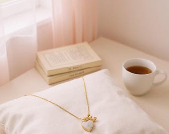 Mother of Pearl Heart Necklace 925 Sterling Silver Gold Plated Dainty Chain Minimalist Jewelry Gift for Her Love Pendant
