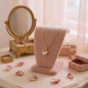 Swan Necklace 925 Sterling Silver Elegant Swan Pendant Gold Plated Minimalist Bird Jewelry Gift for Her Dainty Chain Necklace