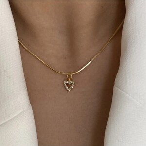 Colar de coração em prata esterlina 925 banhado a ouro com pingente de cristal em forma de coração, presente romântico para mulheres, joias de amor para o dia dos namorados