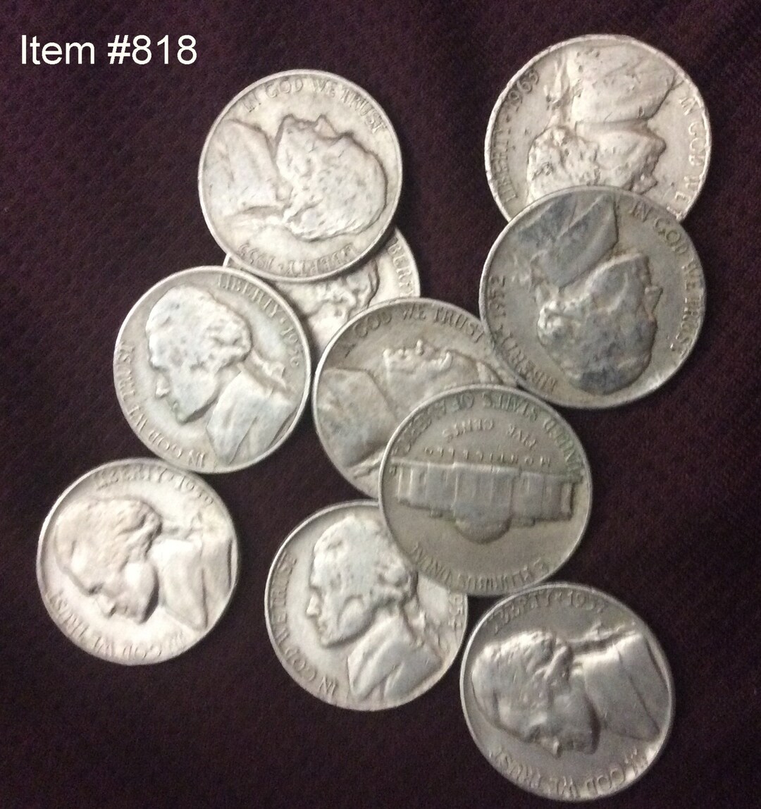 Jefferson Nickels 10 Count Denver Mint Dates 1952 to 1963 See