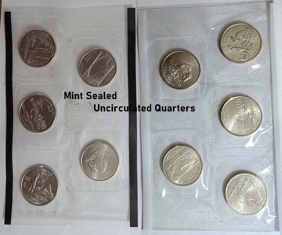 Mint Set of 10 Uncirculated Quarters For 2005. Item #1005