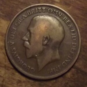 British 1917 One Penny Coin  Item #717