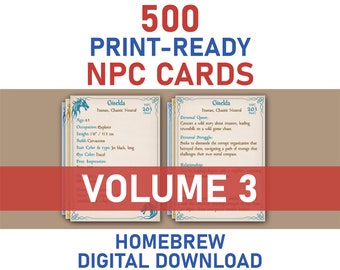 BuffYouUp's Homebrew Printable NPC Cards Bundle - Volume 3