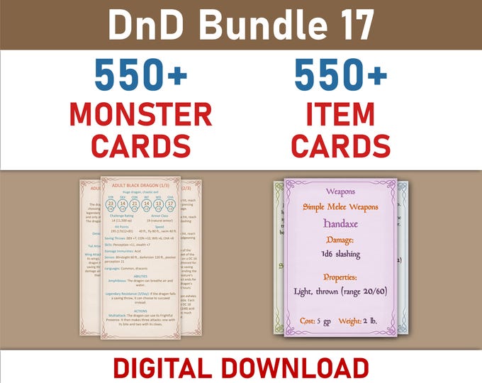 Monster Cards and Item Cards Bundle (SRD5.1)