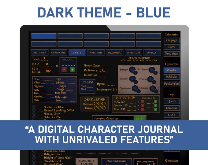 Journal - Dark Theme (Blue)