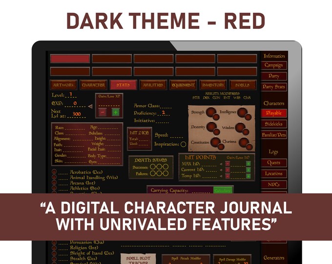 Journal - Dark Theme (Red)
