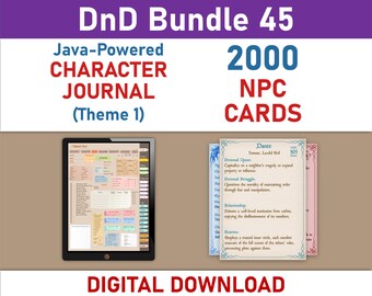 NPC Cards and Digital Character Journal Theme 1 Bundle (SRD5.1)