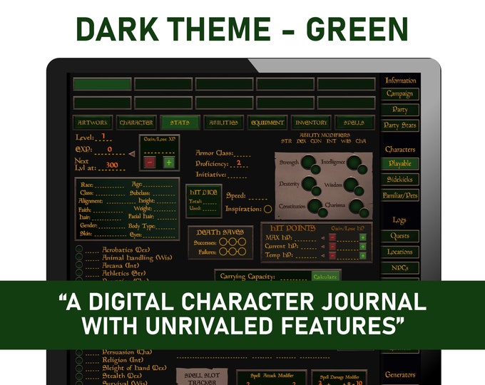 Journal - Dark Theme (Green)