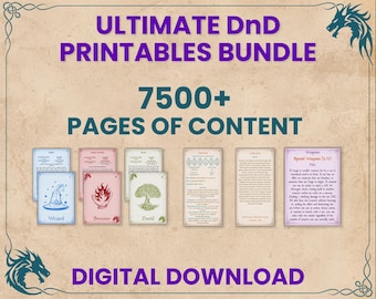Ultimate DnD Playing Card Bundle: Spell, Monster, Item, NPC, Adventure, Rule Cards and more (Digital Download)