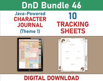 Tracking Sheets and Digital Character Journal Theme 1 Bundle (SRD5.1)