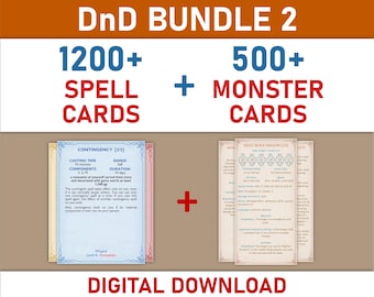 Lot de cartes sorts et monstres D&D : cartes imprimables (téléchargement numérique)