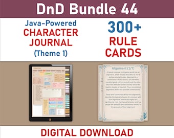 Rule Cards and Digital Character Journal Theme 1 Bundle (SRD5.1)