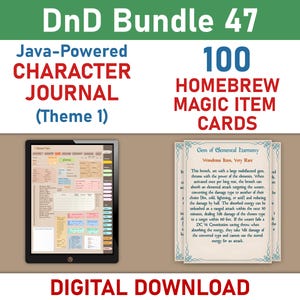 DnD Magic Item Cards & Character Journal (Digital Download)