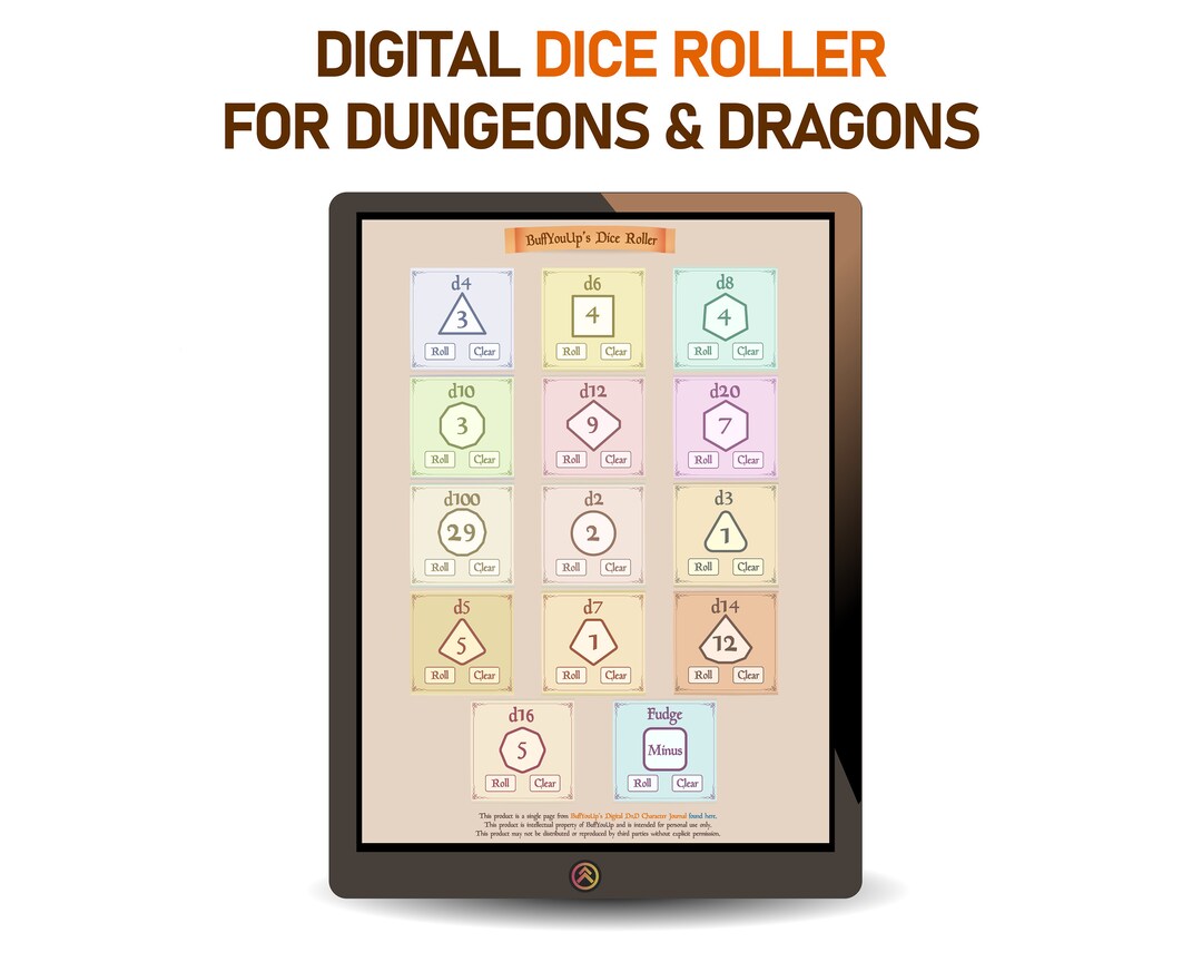 Digital Dnd Dice Roller, Dungeons and Dragons 5e Dice Roller, Automated